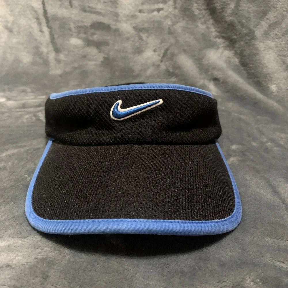 Nike Visor Women OSFM Athletic Black Blue Embroidered Swoosh U21201WDA Sporty